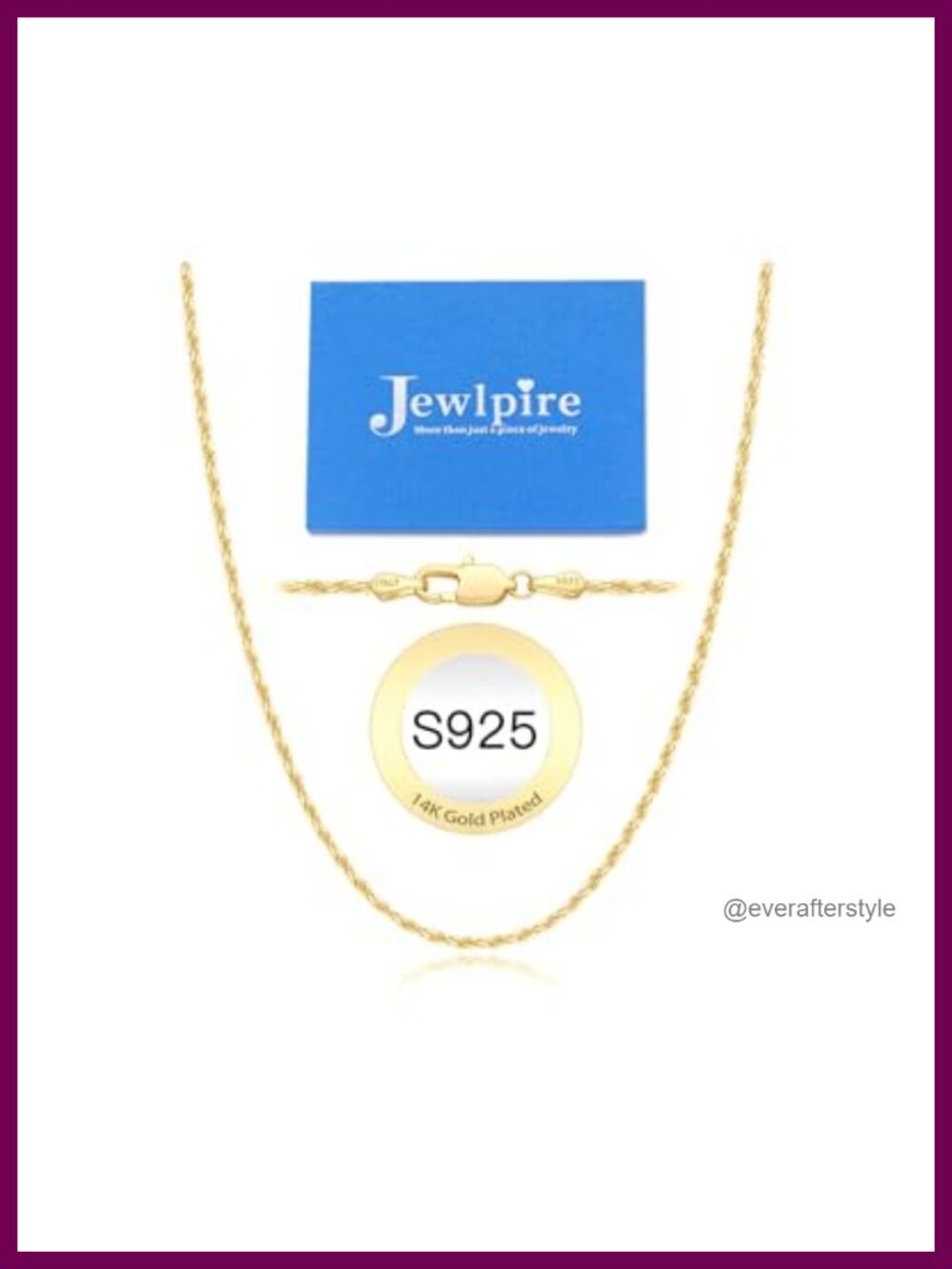 14K Gold Plated 925 Sterling Silver Rope Chain Necklace Woman 2mm